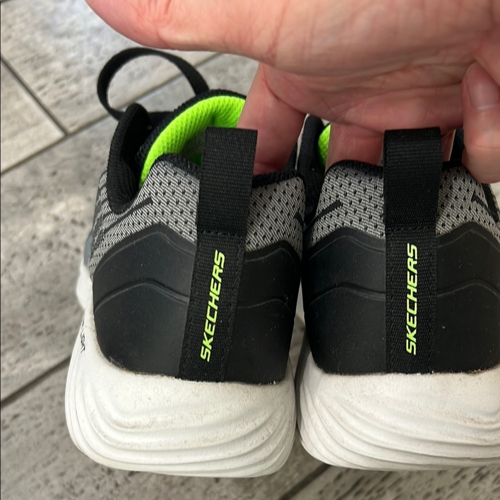 Skechers Black and Green Athletic Sneakers with Breathable Mesh